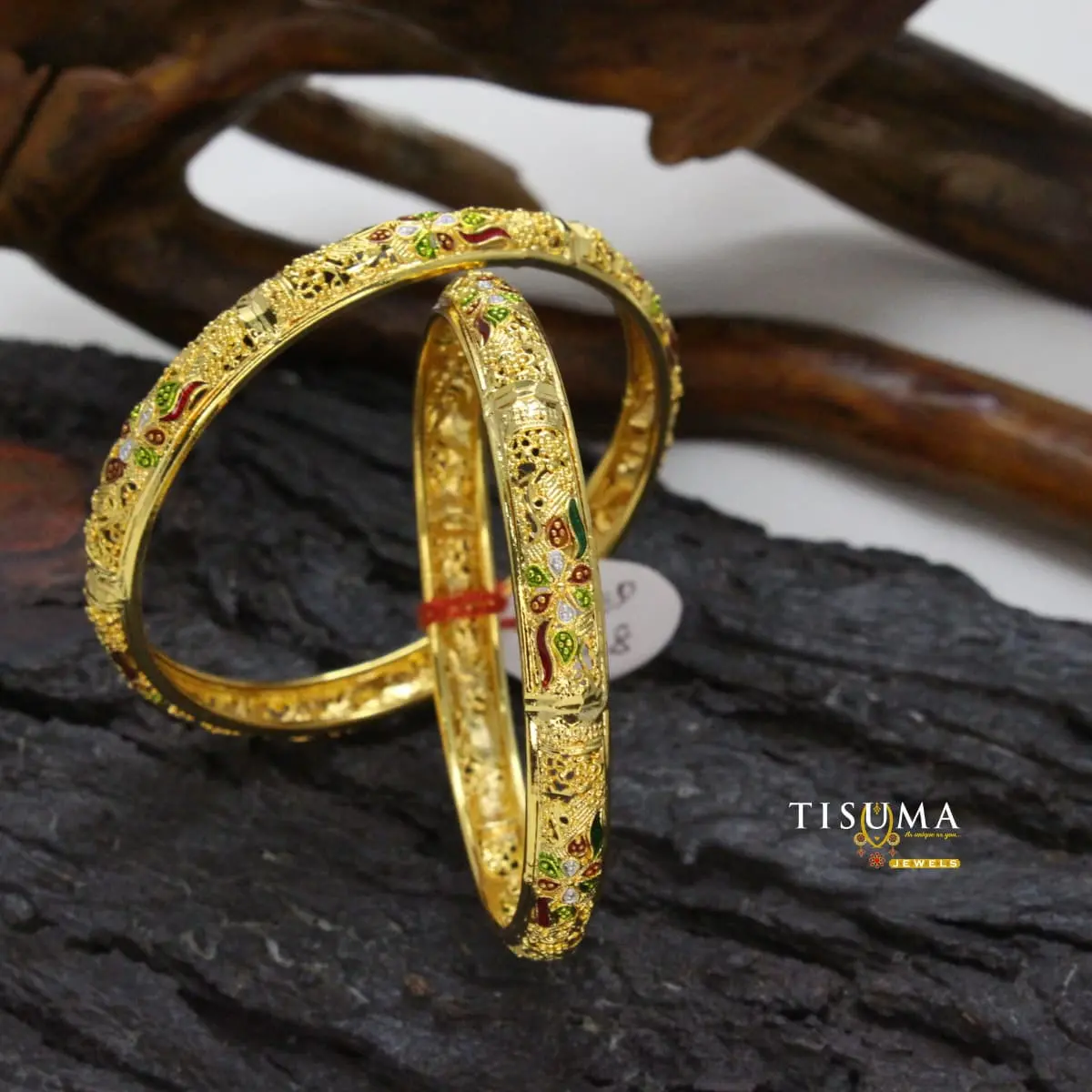 Micro Gold Floral Bangles